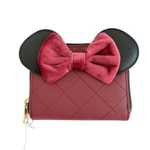 Disney Loungefly Red Velvet Bow Minnie Mouse Wallet